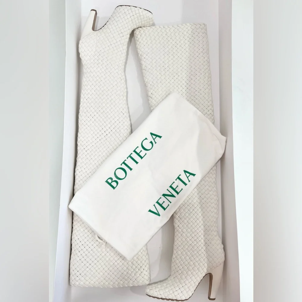 Bottega Veneta Canalazzo Woven Leather Over-the-Knee Intrecciato Boots